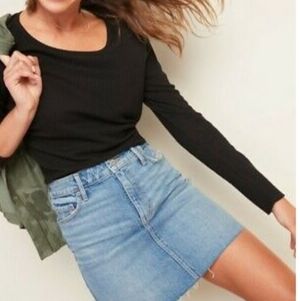 NWT Old Navy Plush rib knit long sleeve tee black XS